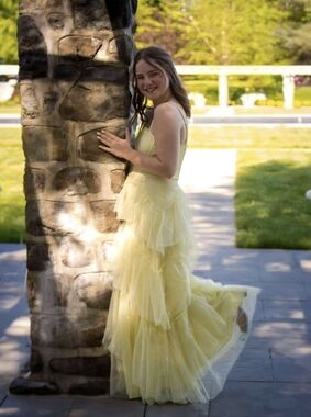 Windsor Pale Yellow Layered Tulle Prom Dress